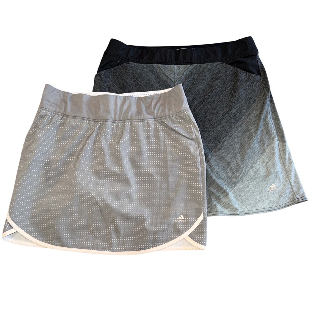 Adidas Womens Athletic Skort Bundle Lot of 2 Grey Dot Tennis Golf Size S Shorts